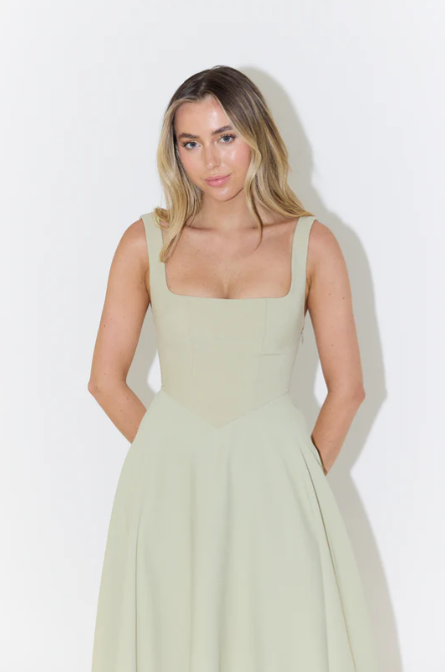 Whitney Square Neck Midi Dress