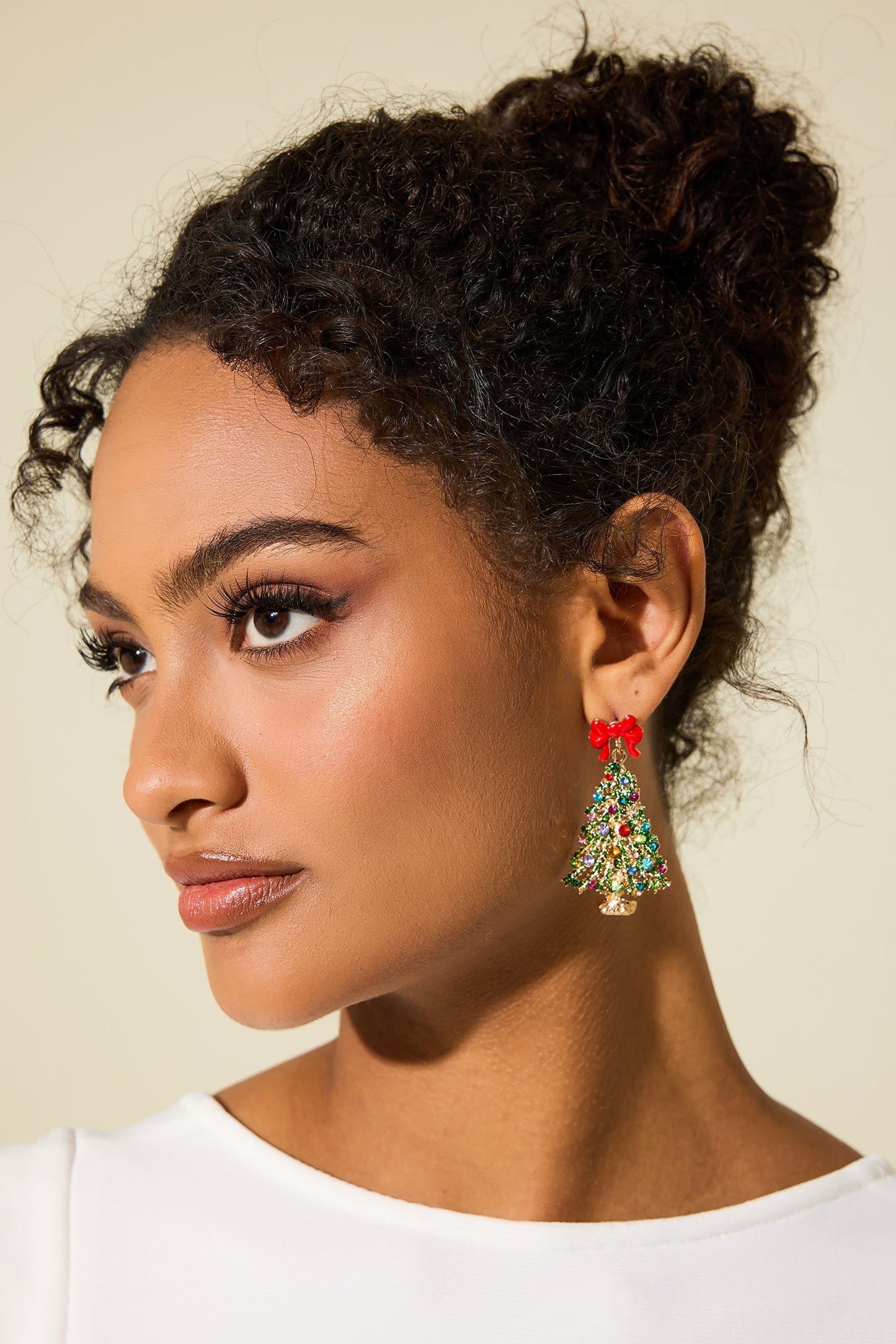 WW | Rhinestone Christmas Tree Shaped Earrings