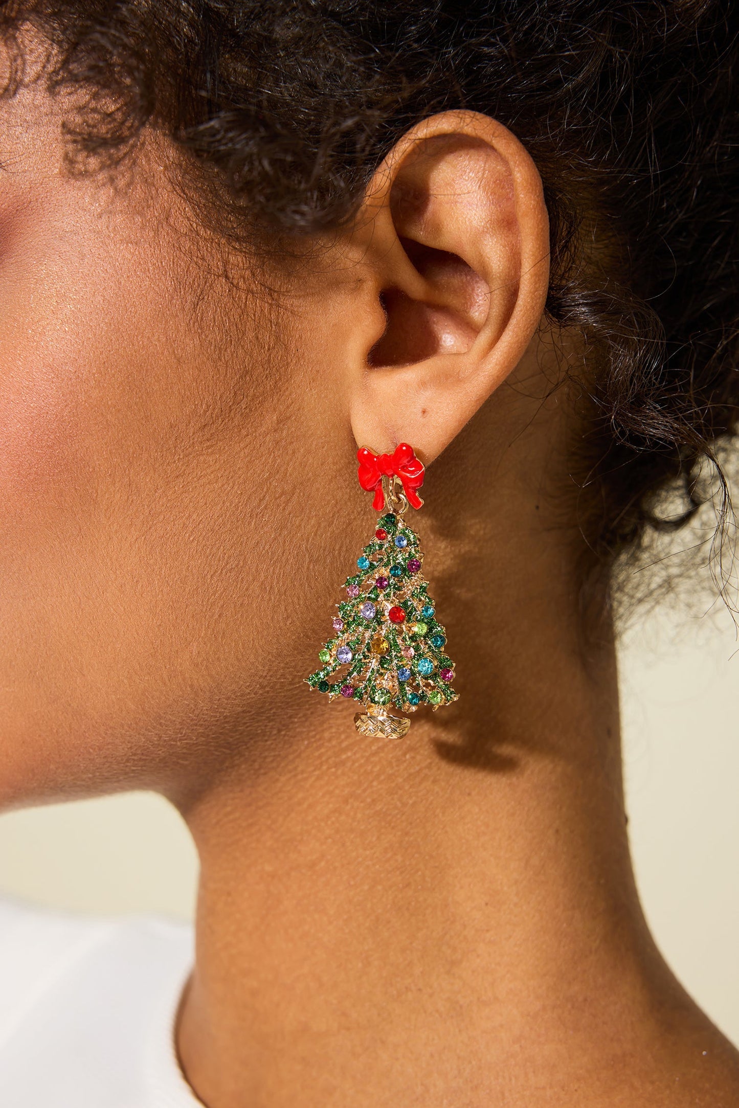 WW | Rhinestone Christmas Tree Shaped Earrings