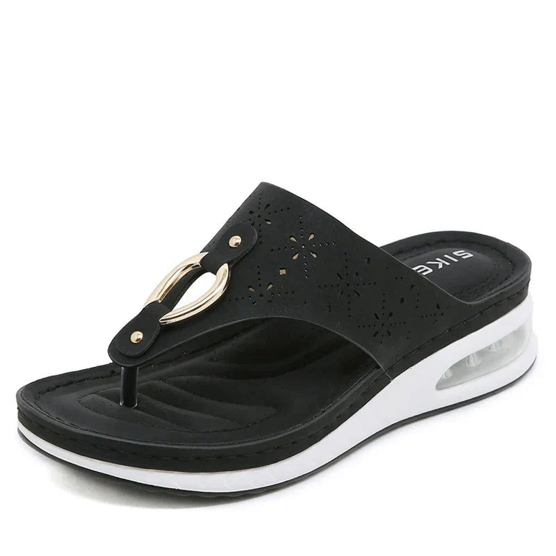 W&W - Comfortable Wedge Heel Flip-Flops with Air Cushion