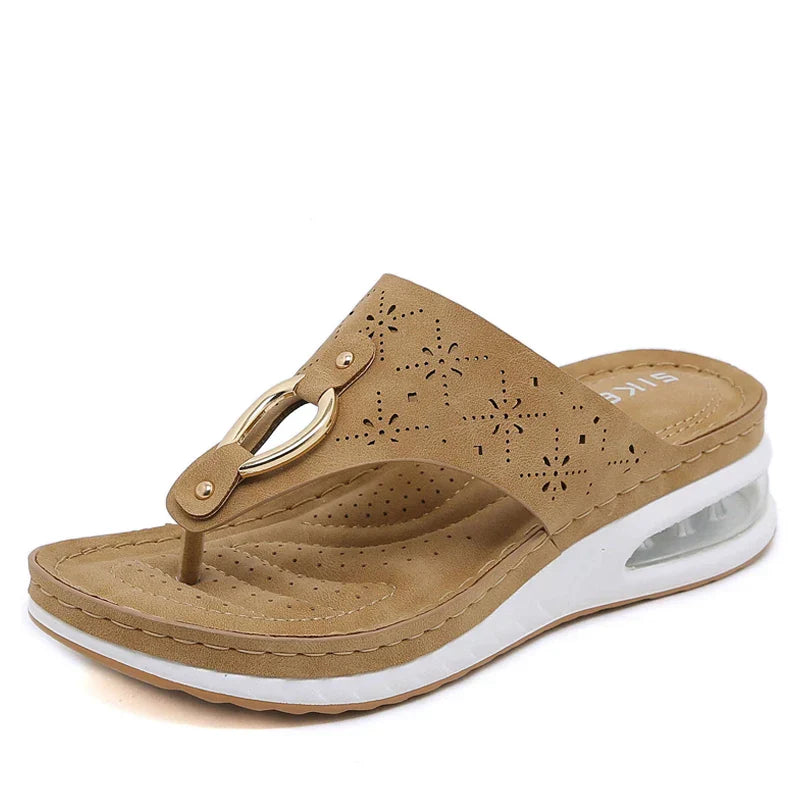 W&W - Comfortable Wedge Heel Flip-Flops with Air Cushion