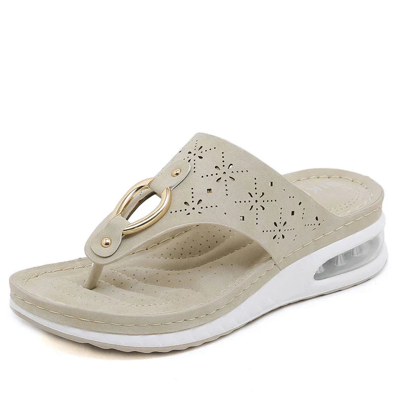 W&W - Comfortable Wedge Heel Flip-Flops with Air Cushion