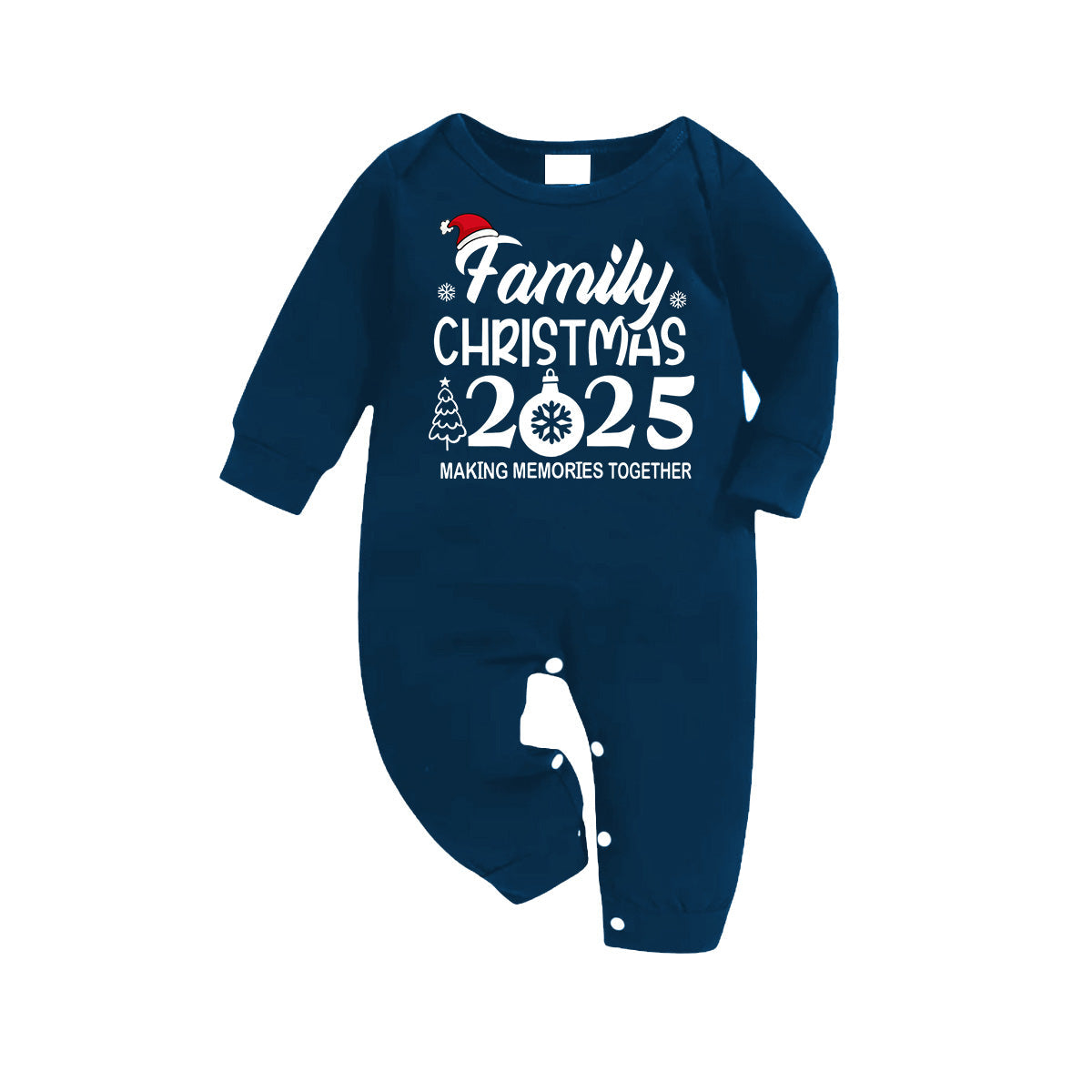 WW | "Familienweihnachten 2025" Textprint Blauer Langarm-Top mit blauer karierten Familienpassenden Pyjamas