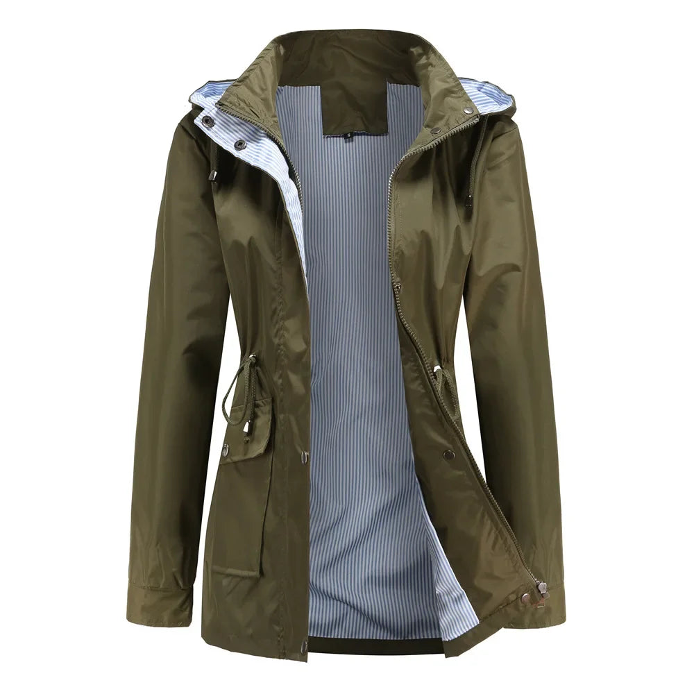 WW | Damen Wasserfestes Windjacke mit Abnehmbarer Kapuze