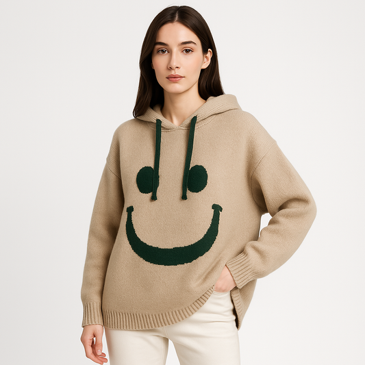 WW | Hoodie Smiley Oversize Strick Spaß und Kuschelig