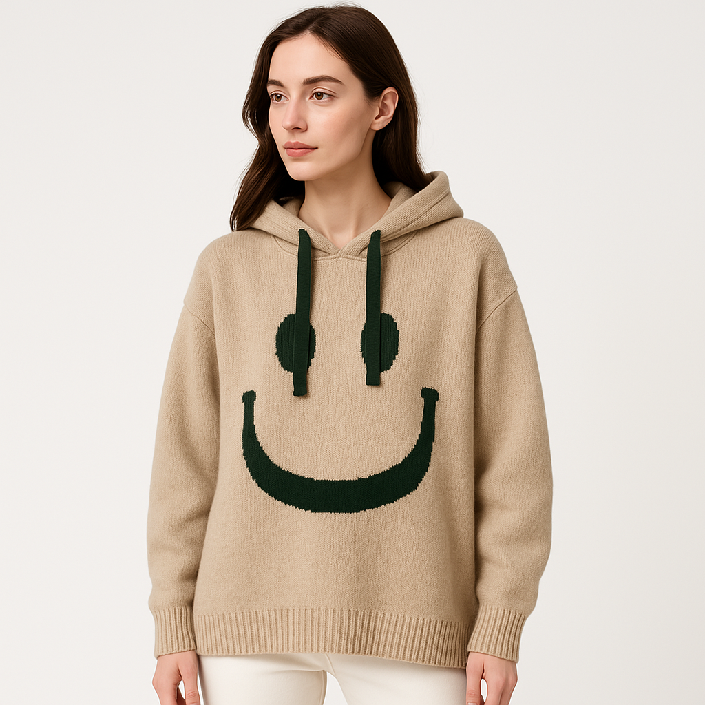 WW | Hoodie Smiley Oversize Strick Spaß und Kuschelig