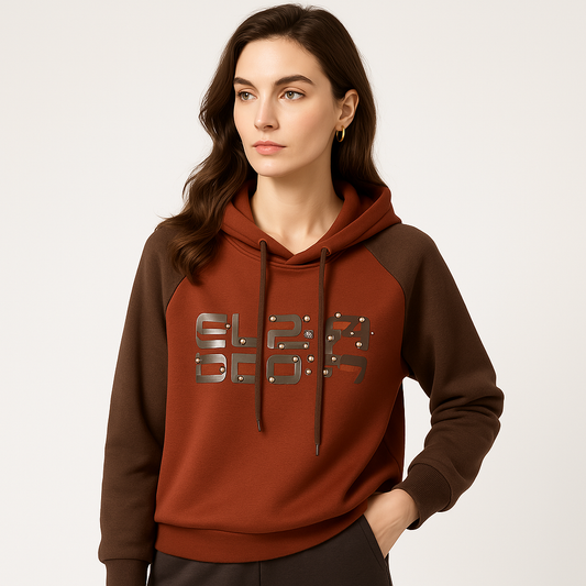 WW | Hoodie Grafisch Genietet Braun Urban, Lässig und Stylisch