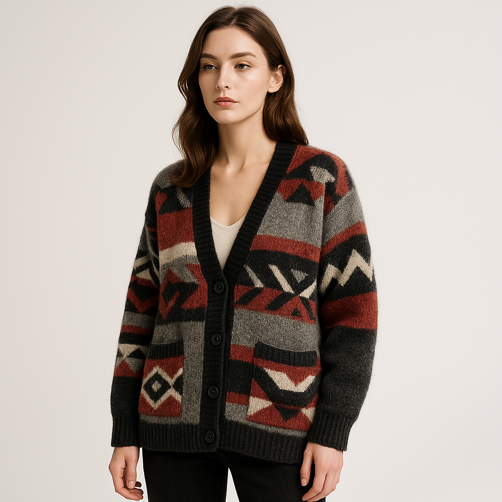 WW | Geometric Cardigan Acrylic Comfort Oversized