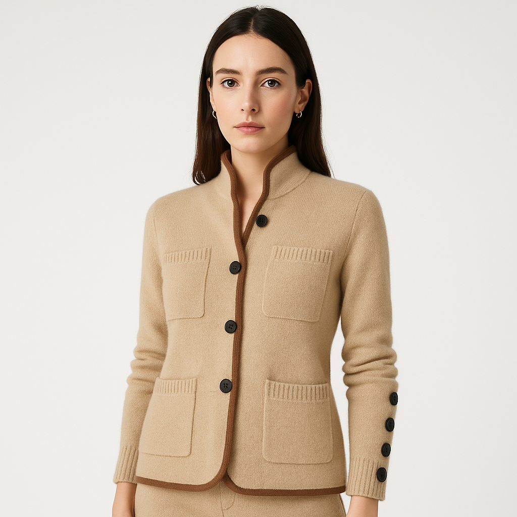 WW | Girls' Cardigan Textured Contrast Knit Elegant and Cozy