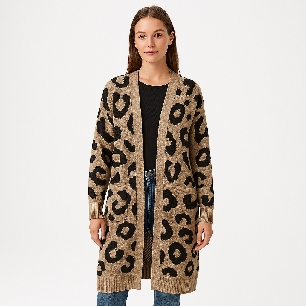 WW | Long Leopard Knit Cardigan Comfort & Boldness