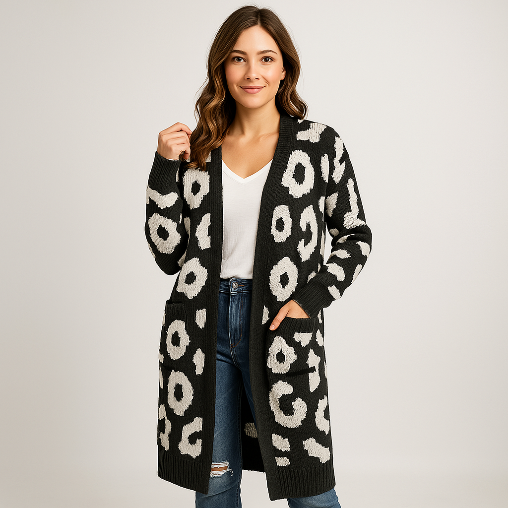 WW | Long Leopard Knit Cardigan Comfort & Boldness
