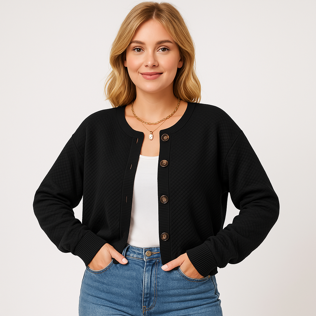 WW | Structured Button Cardigan Grey, Black, Apricot Minimal Chic Style