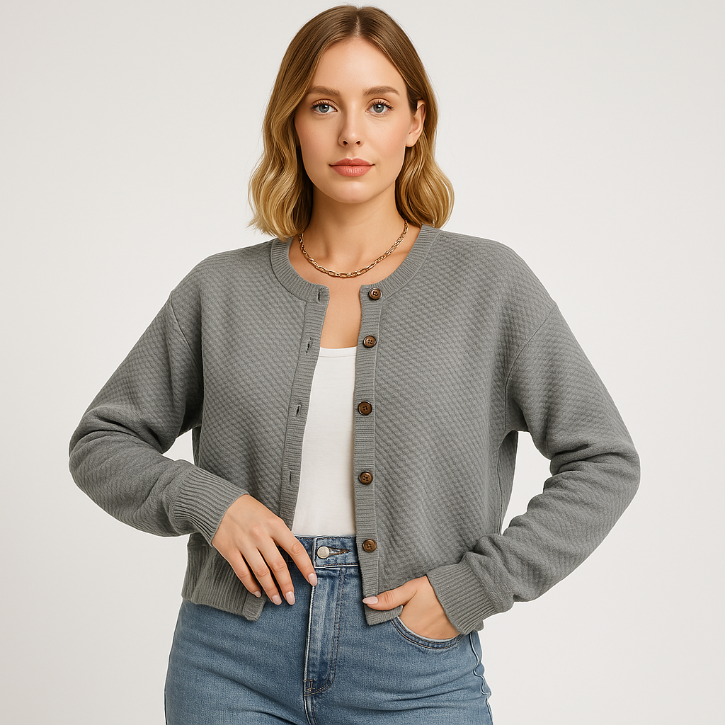 WW | Structured Button Cardigan Grey, Black, Apricot Minimal Chic Style