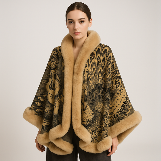 WW | Cape Elegante mit Muster Falsches Fell Sanftheit und Raffinement