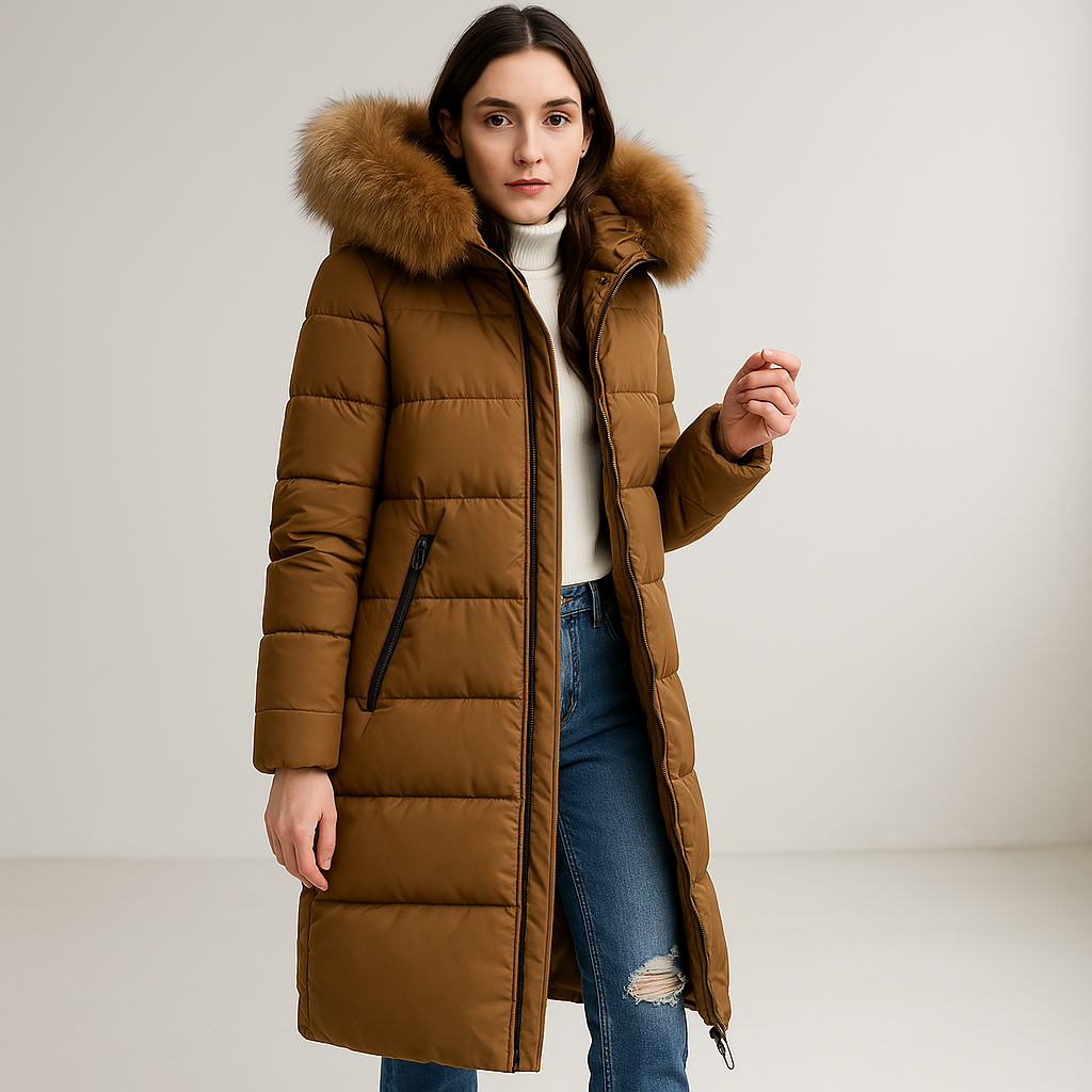 WW | Long jacket with hood made of faux fur Winter Ultra-warm