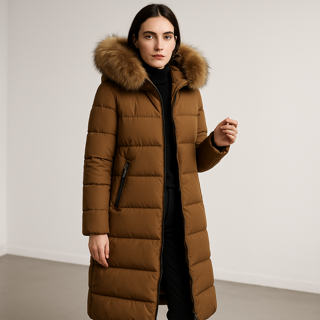 WW | Long jacket with hood made of faux fur Winter Ultra-warm