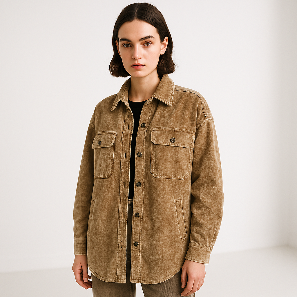 WW | Überhemd Used Effekt Cordvelours Lässiger Oversize Stil