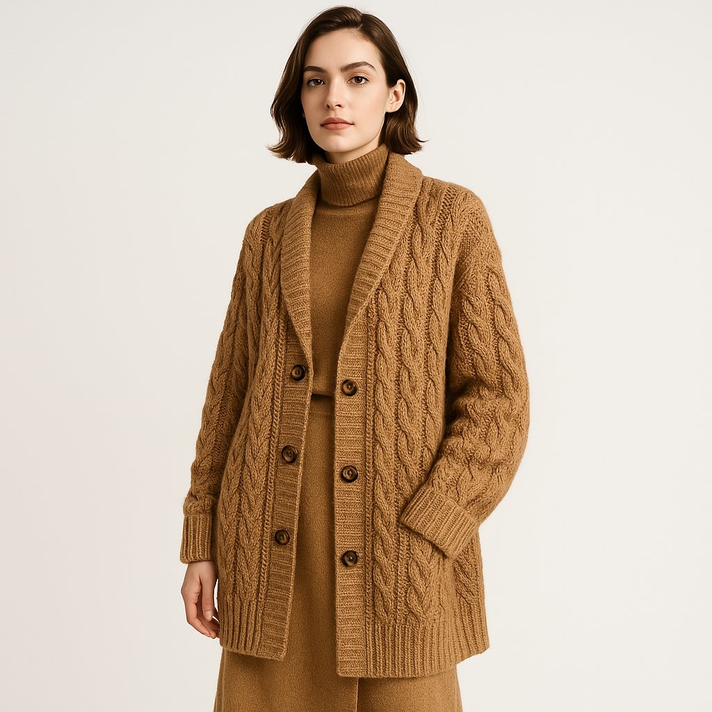 WW | Langer Cardigan Torsadé Warm und Lässig