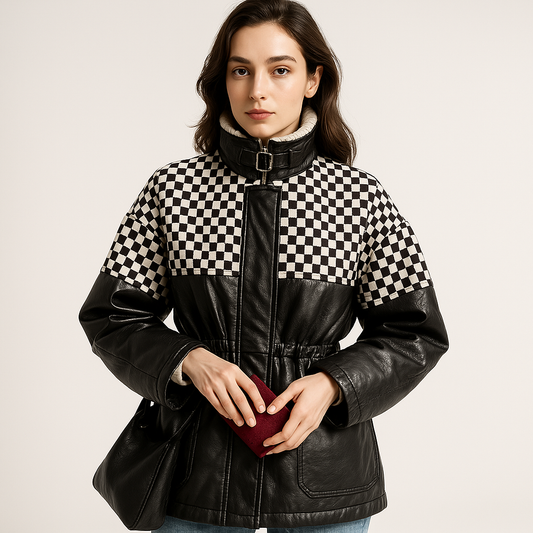 WW | Lederjacke matt Effekt Karomuster Warm und stylisch