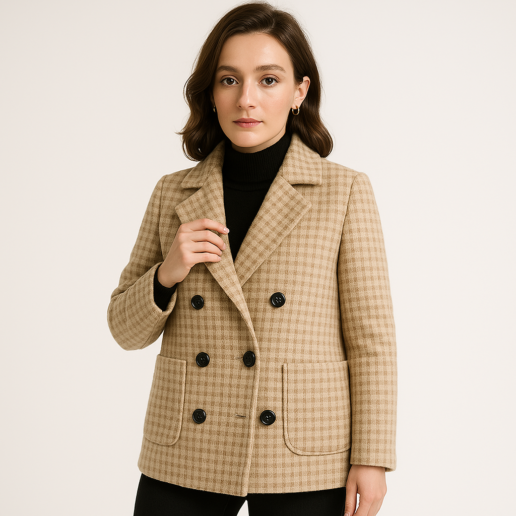 WW | Checked waistcoat, tailored, houndstooth, khaki