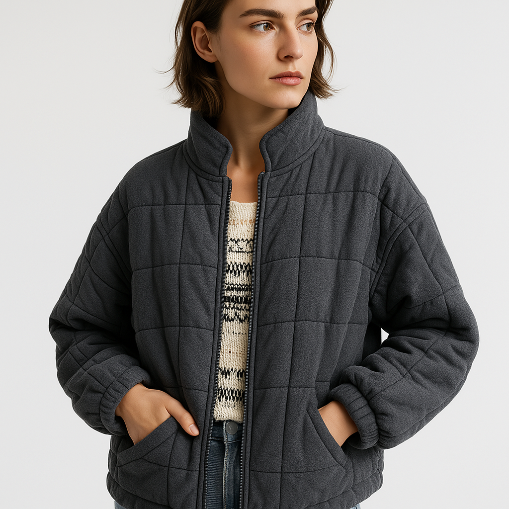 WW | Oversized Quilted Jacket Dark Grey Softness & Comfort