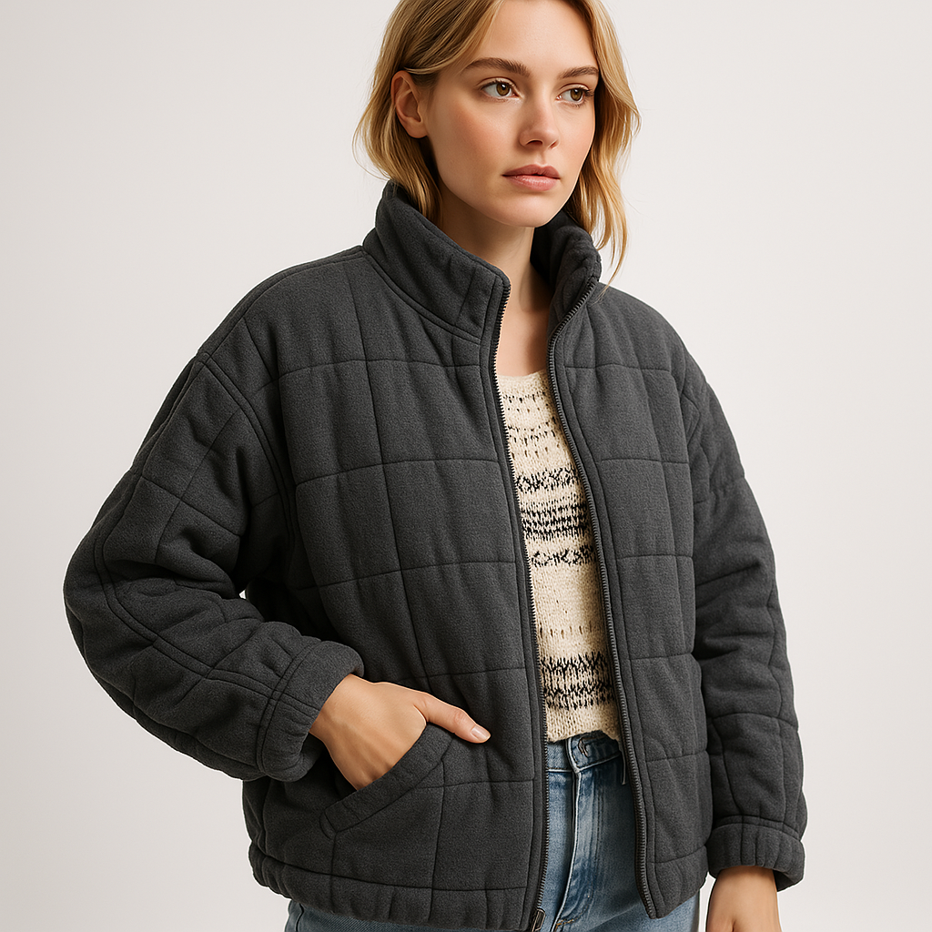 WW | Oversized Quilted Jacket Dark Grey Softness & Comfort