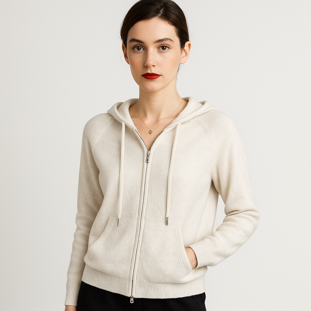 WW | Hooded Pointed Hem Cardigan Cashmere Comfort Elegant