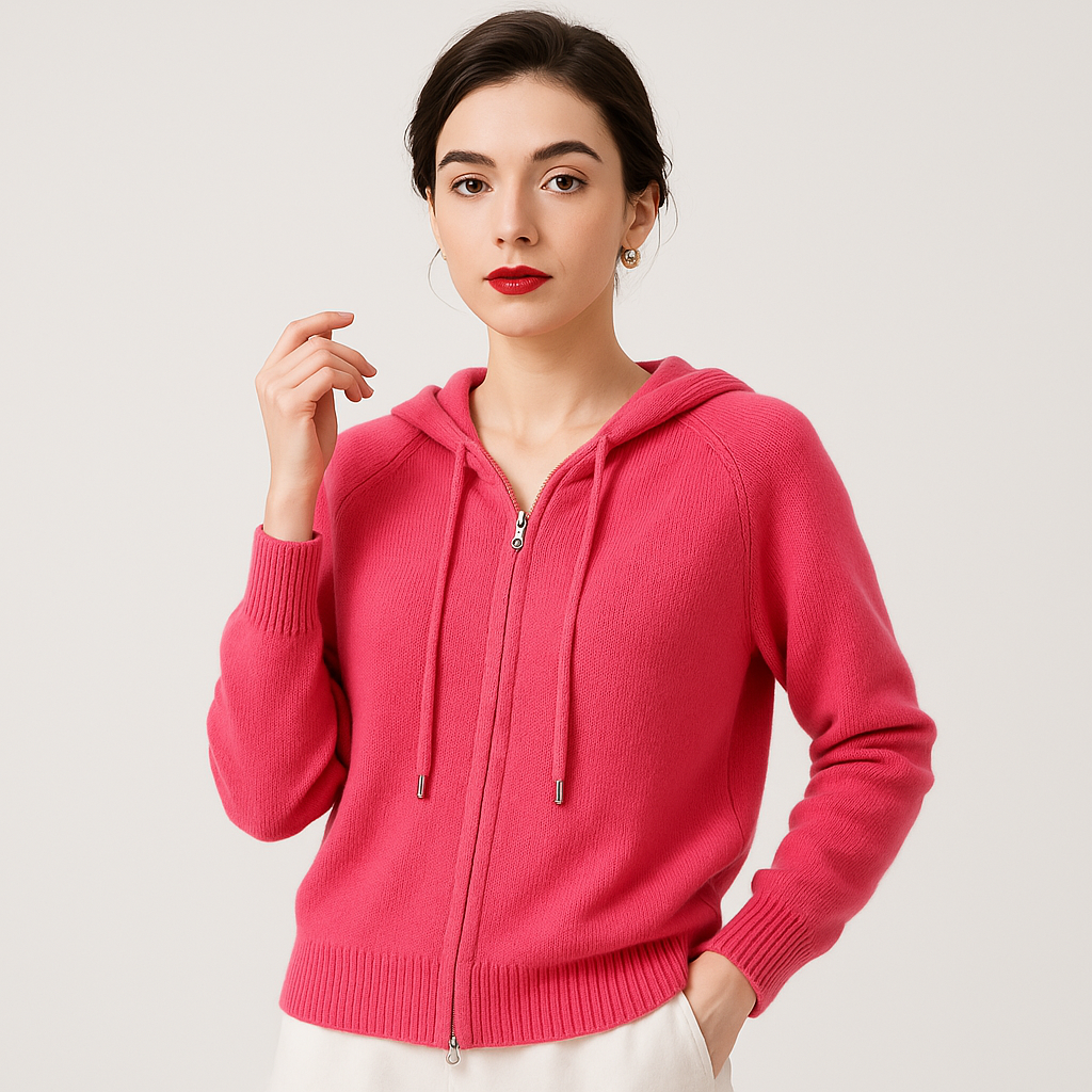WW | Hooded Pointed Hem Cardigan Cashmere Comfort Elegant