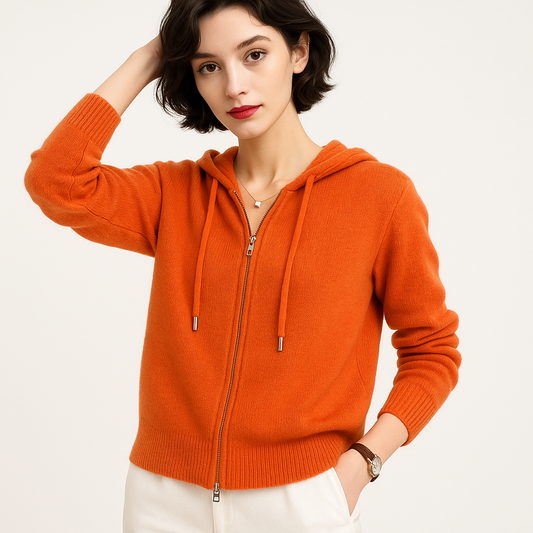 WW | Hooded Pointed Hem Cardigan Cashmere Comfort Elegant