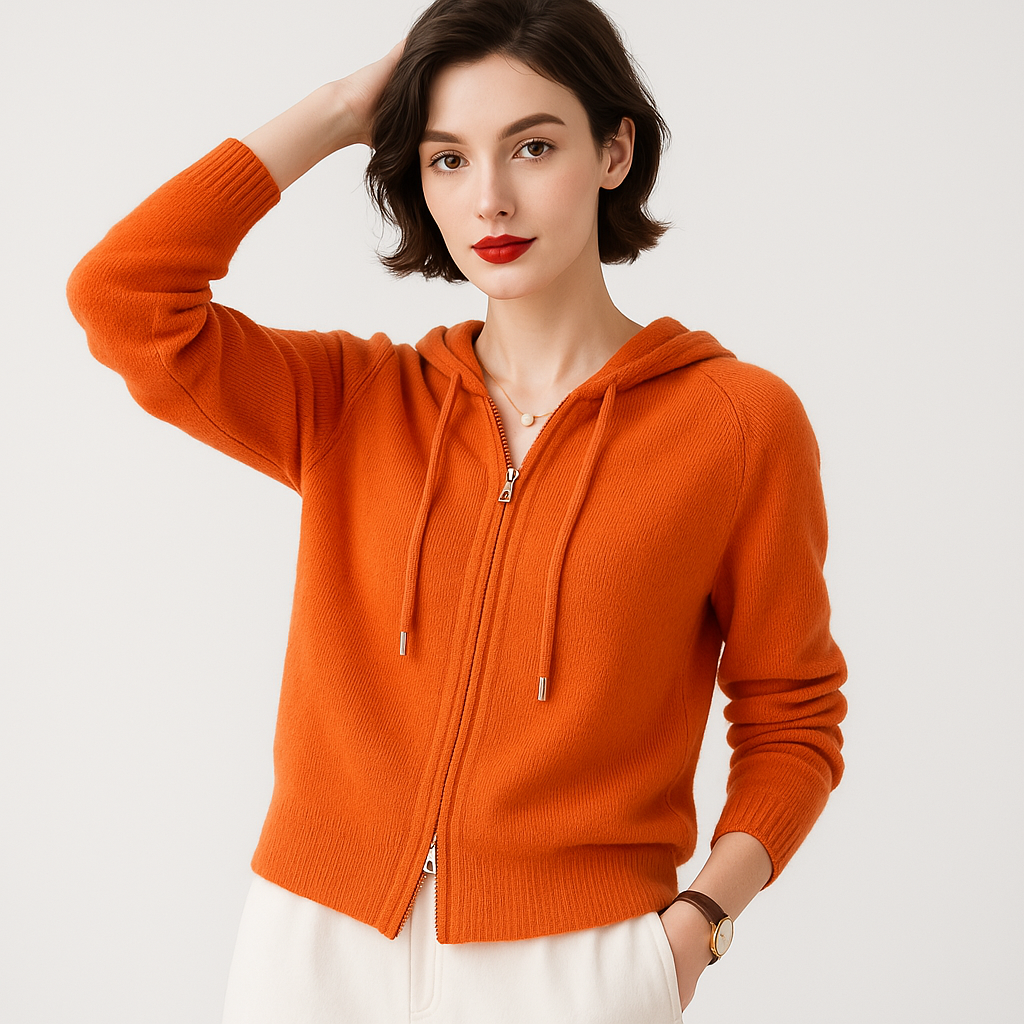 WW | Hooded Pointed Hem Cardigan Cashmere Comfort Elegant