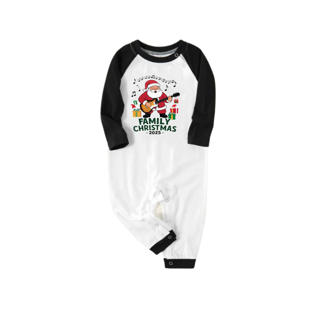WW | Schwarzes Raglan-Oberteil Grün Plaid Weihnachts-Pyjama-Set mit "Frohe Weihnachten 2025" und Santa Claus Druck