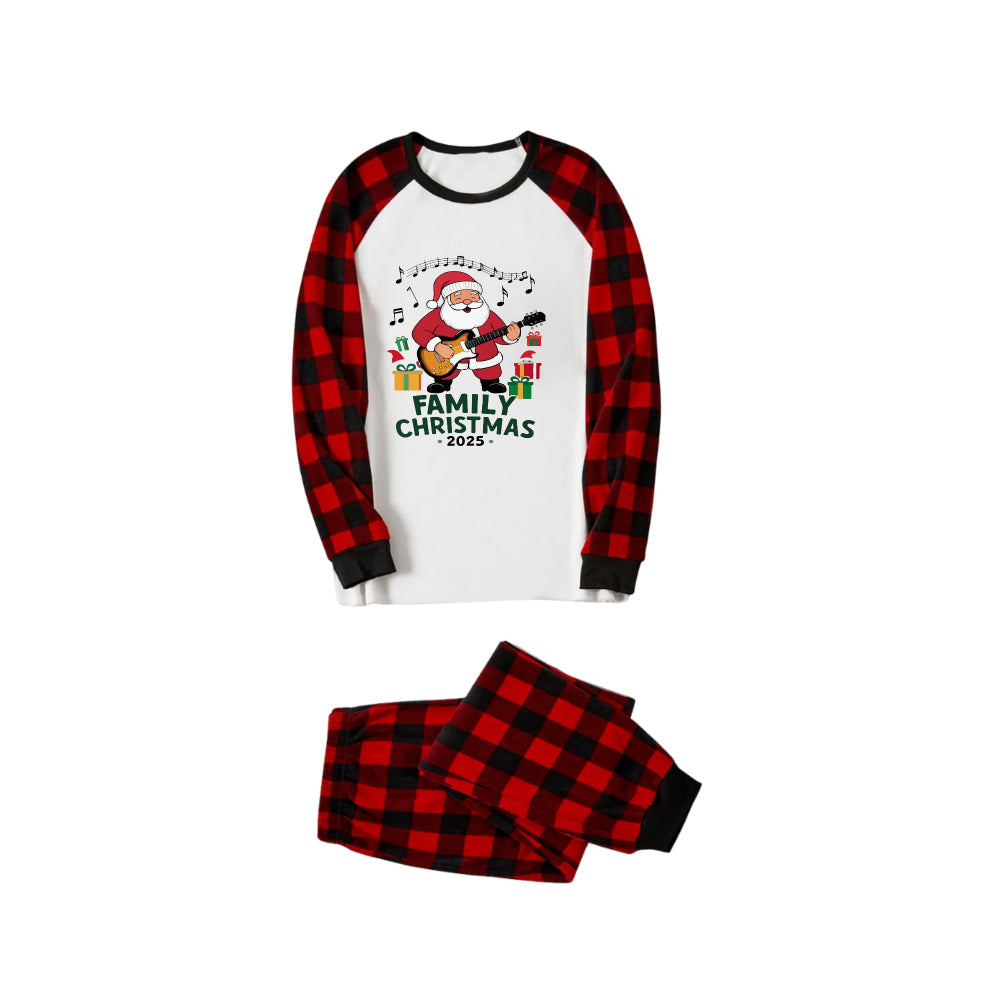 WW | Red and Black Plaid Christmas Pyjama Set with Santa and "Family Christmas" Print