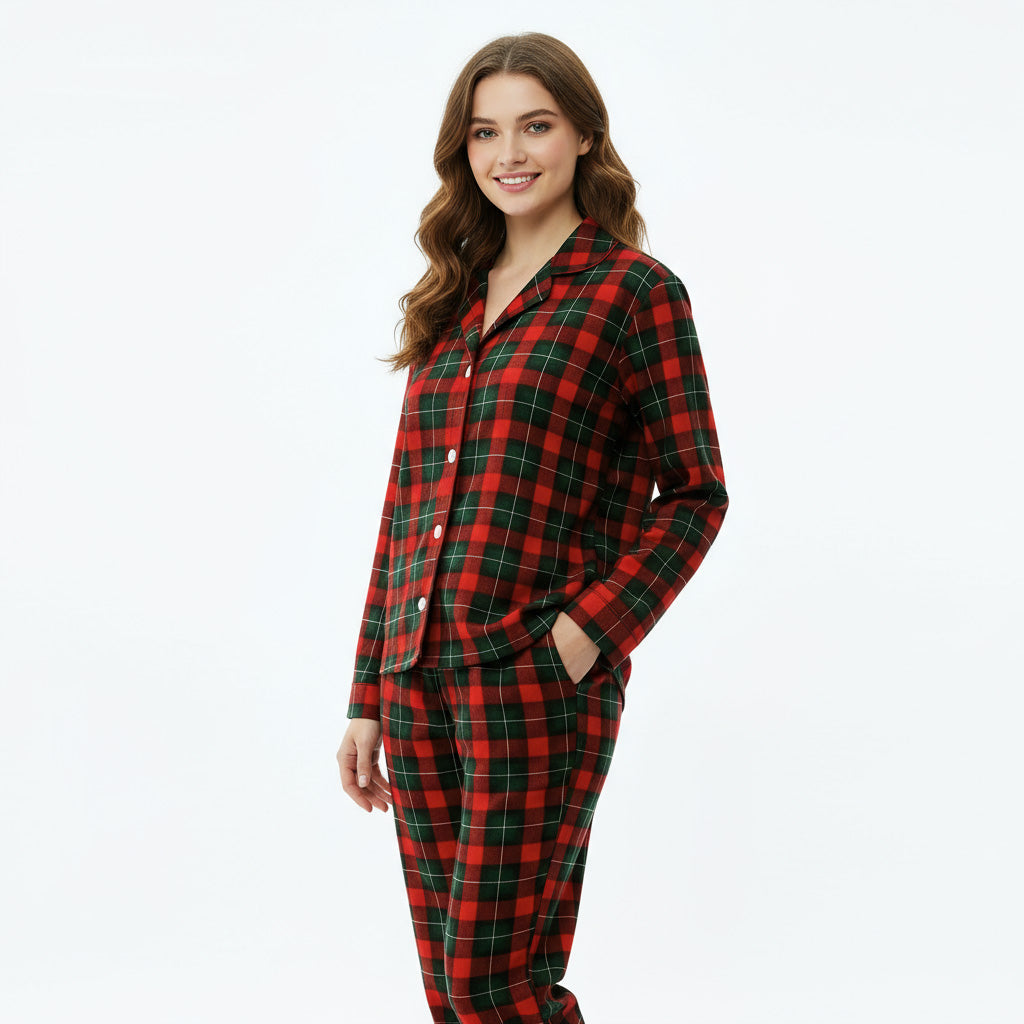 WW | Christmas Red and Green Plaid Button-Down Family Pajama Sets