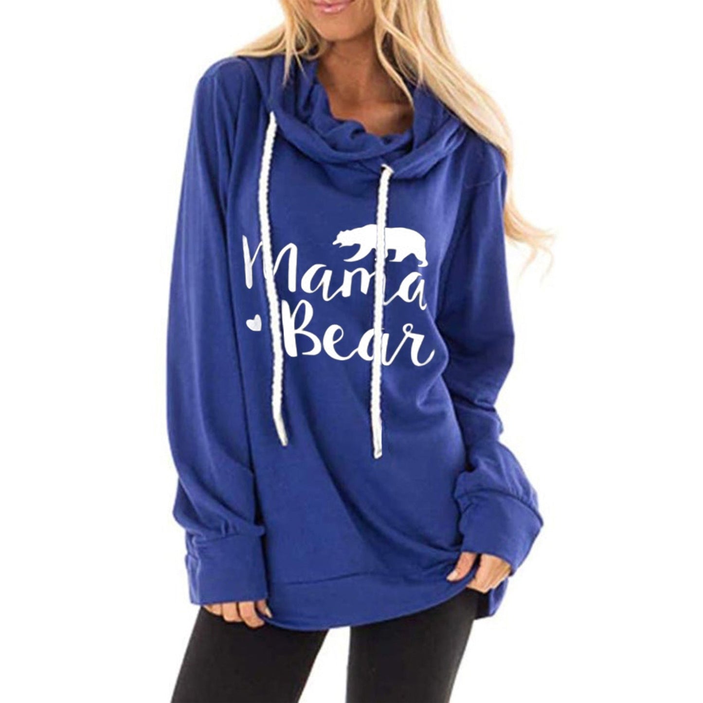 Damen lässiges Kapuzenshirt mit tiefem Ausschnitt und einzigartigem Druck WW