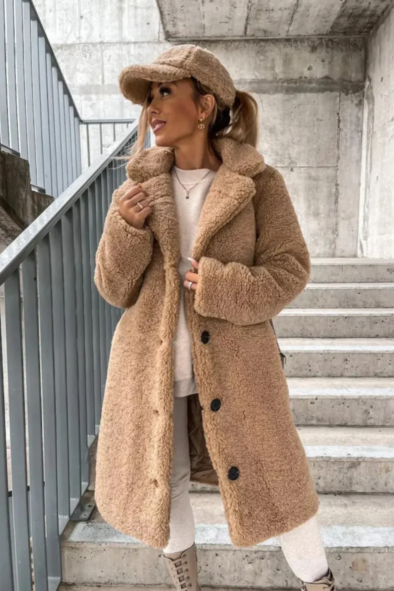 Jess Teddy Coat - Khaki