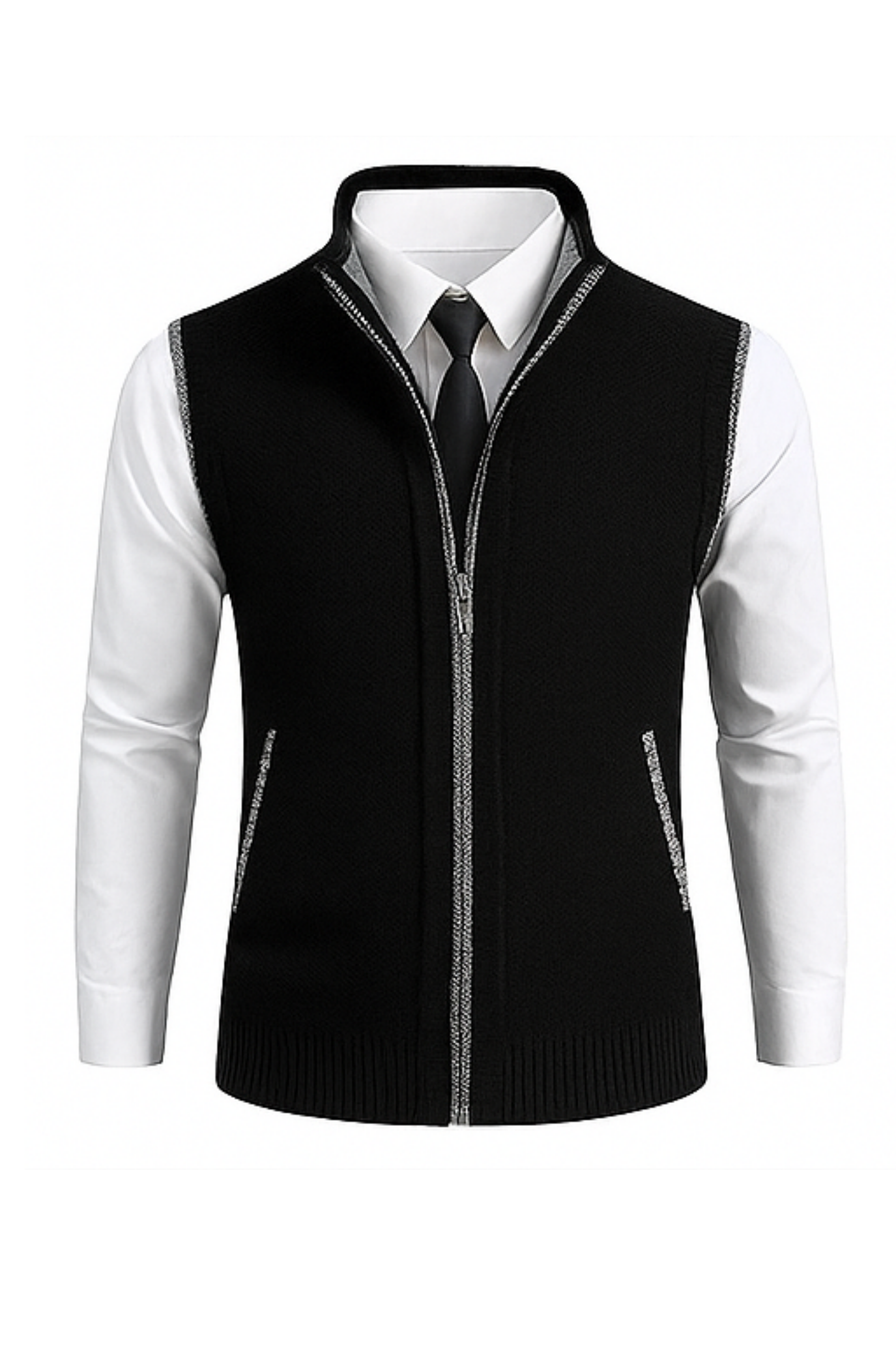 Gerald Zipped Cardigan - Black
