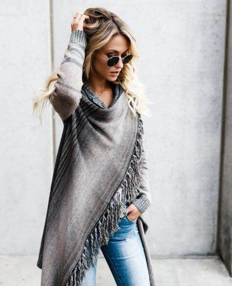 WW | Herbst und Winter Mittellange Strickjacke