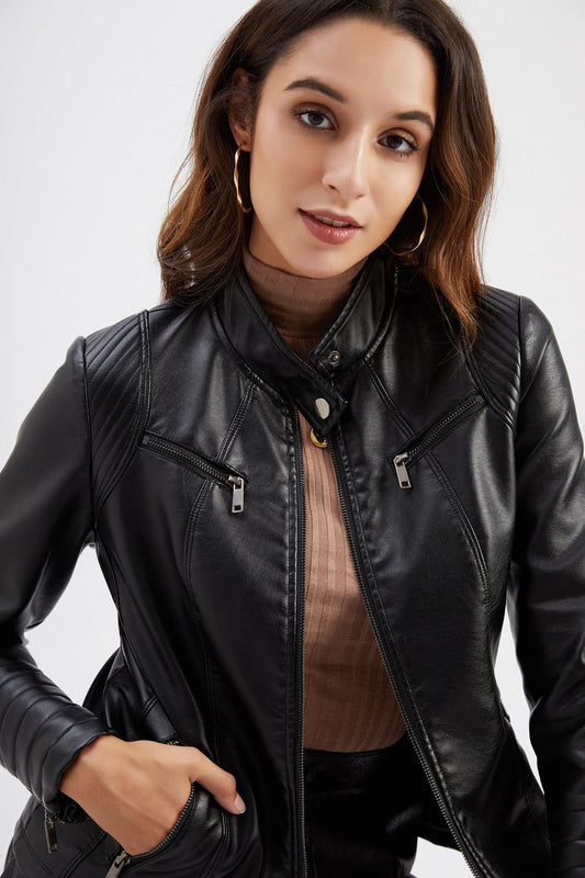 WW | PU Leather Jacket - Edgy Moto Style - Sleek Finish - Versatile Outerwear