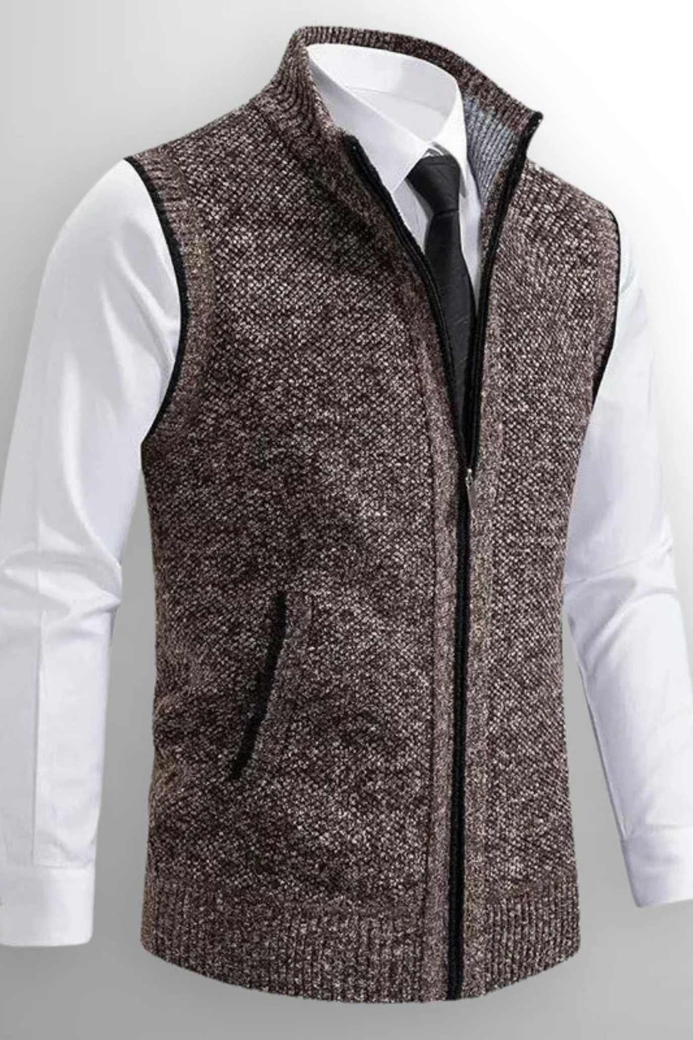 Gerald zipped cardigan - Brown