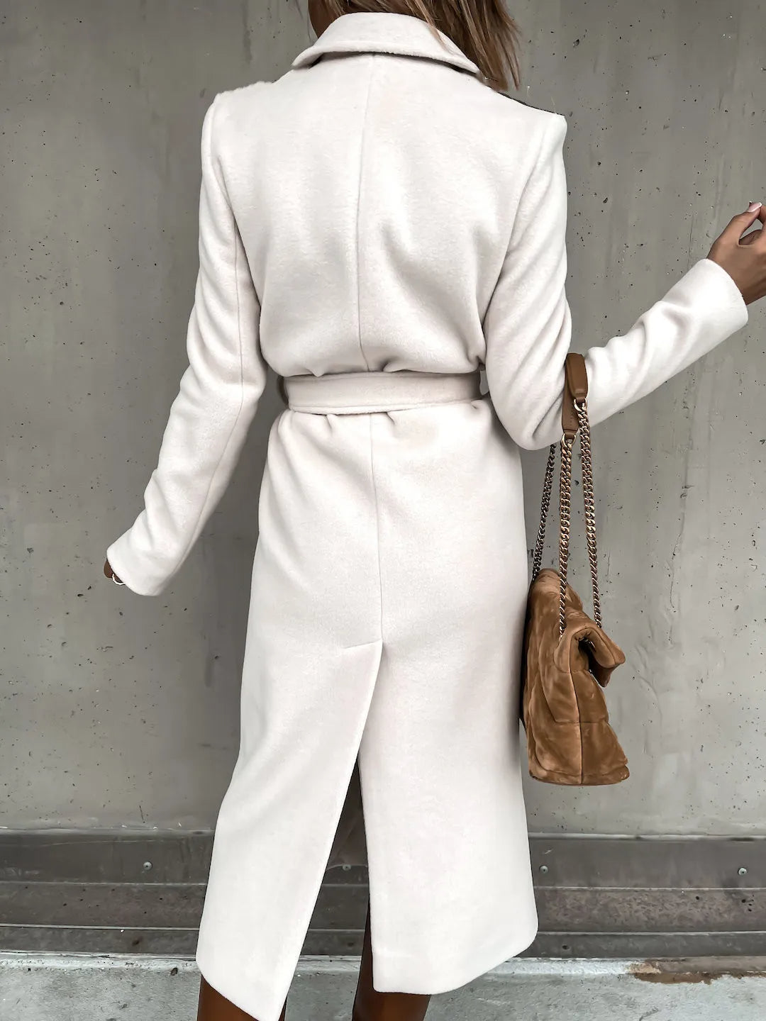 WW | Stilvolle Wollmischung Damenjacke mit Gürtel