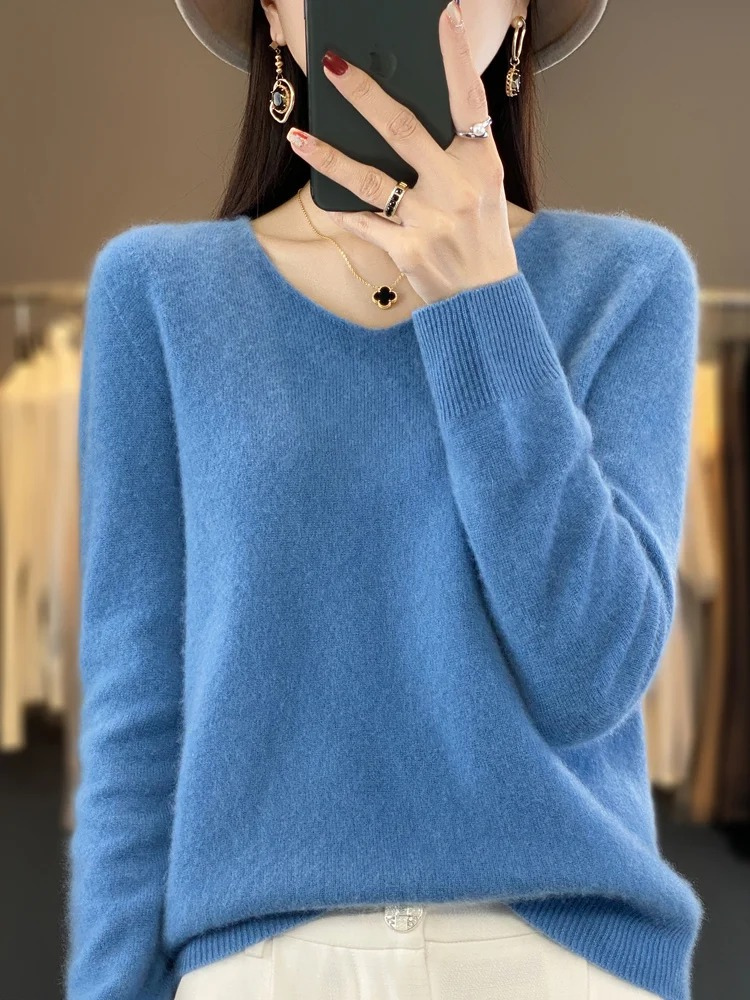 WW | Cashmere Pullover Damen Eleganter V-ausschnitt, Weich & Komfortabel