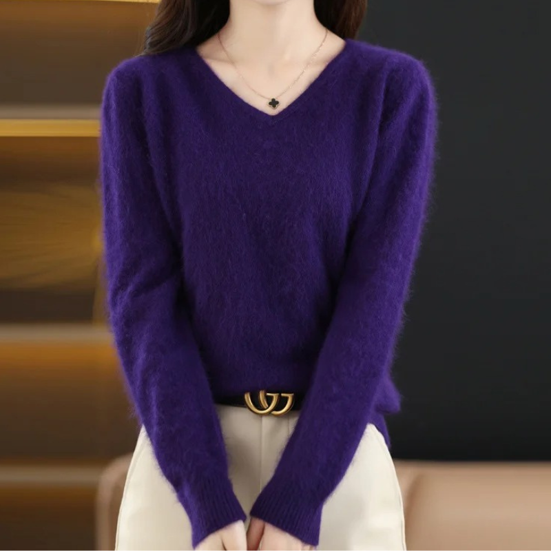 WW | Women's Cashmere V-Neck Sweater Lightweight and Soft Knit Pullover