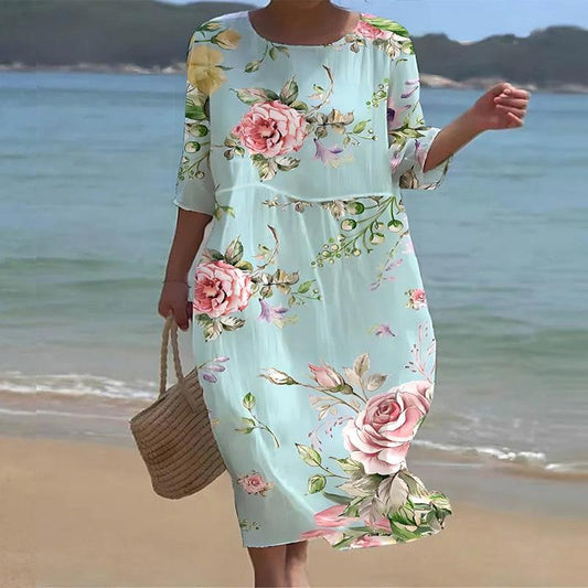 WW | Elegantes Bauchbedeckendes Blumenkleid