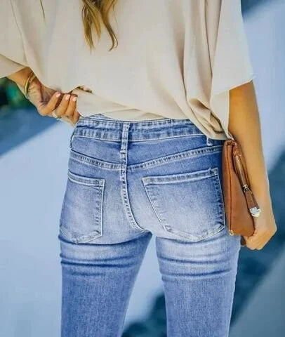 WW | Women's High-Waisted Flare Jeans with Button Fly, Figure-Hugging Cut, and Flared Leg for a Retro Style