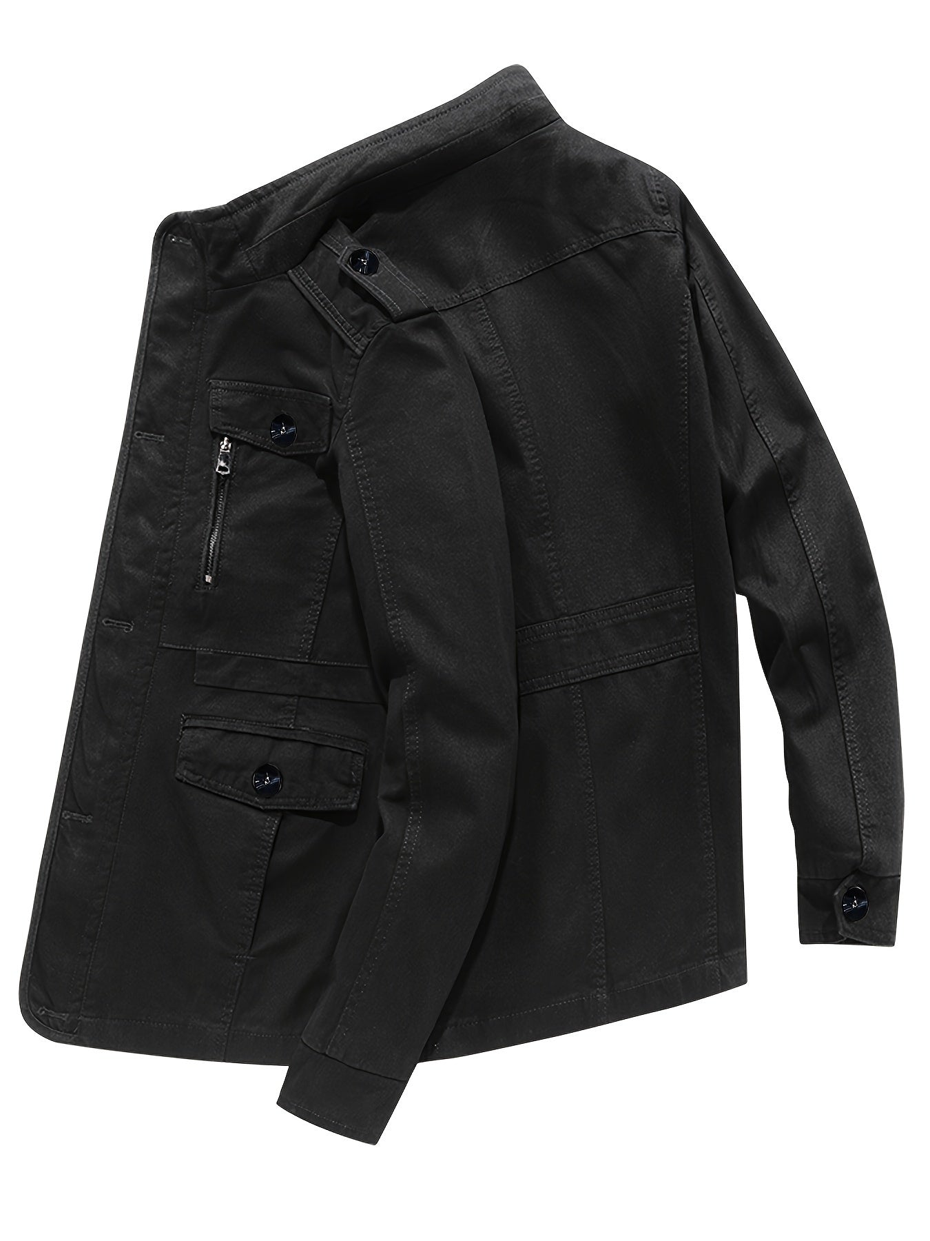 WW | Übergangsjacke mit Stehkragen - Leichte Freizeitjacke mit Knöpfen & Reißverschluss, Windbreaker im Military-Stil
