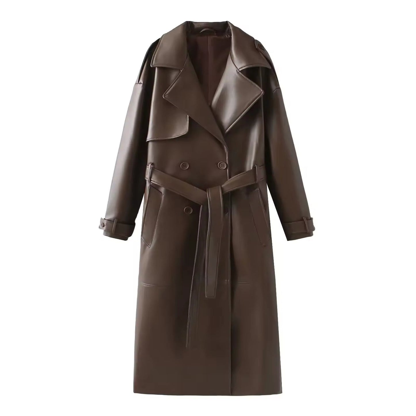 WW | Eleganter Leder Trenchcoat Herbst Chic