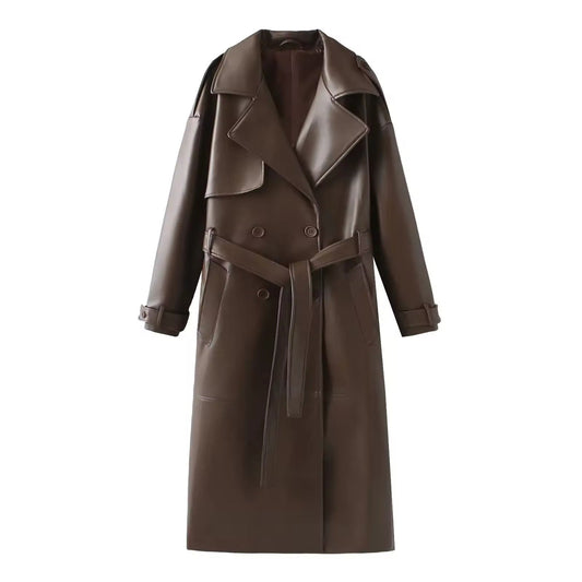 WW | Eleganter Leder Trenchcoat Herbst Chic