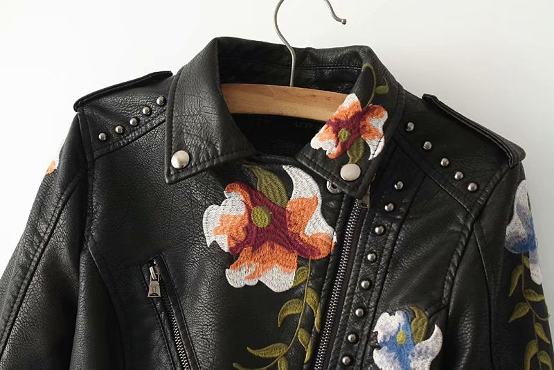WW | Bestickte verziert veganlederjacke