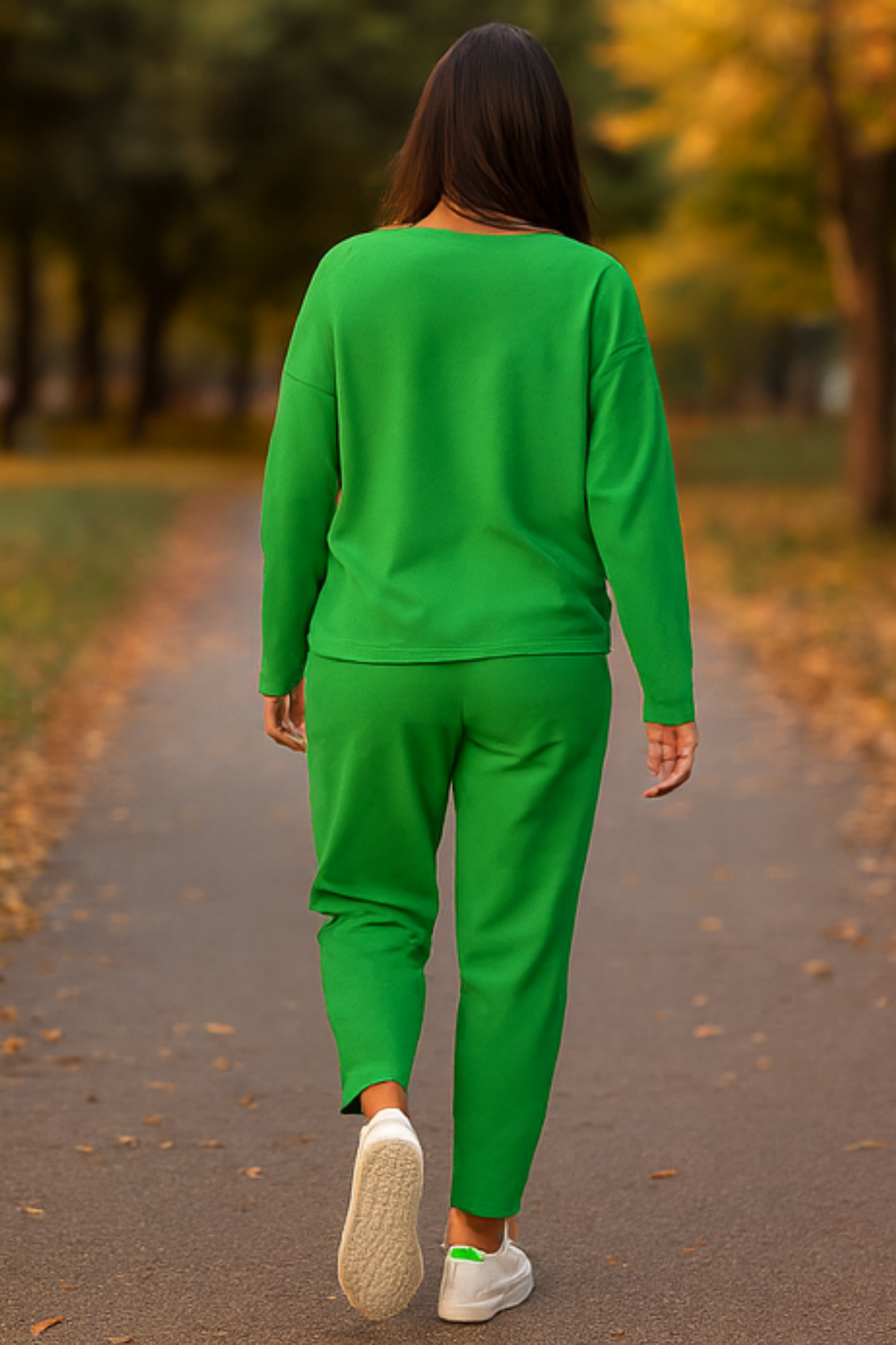 All Two-Piece with Round Neck & Long Sleeves - Green