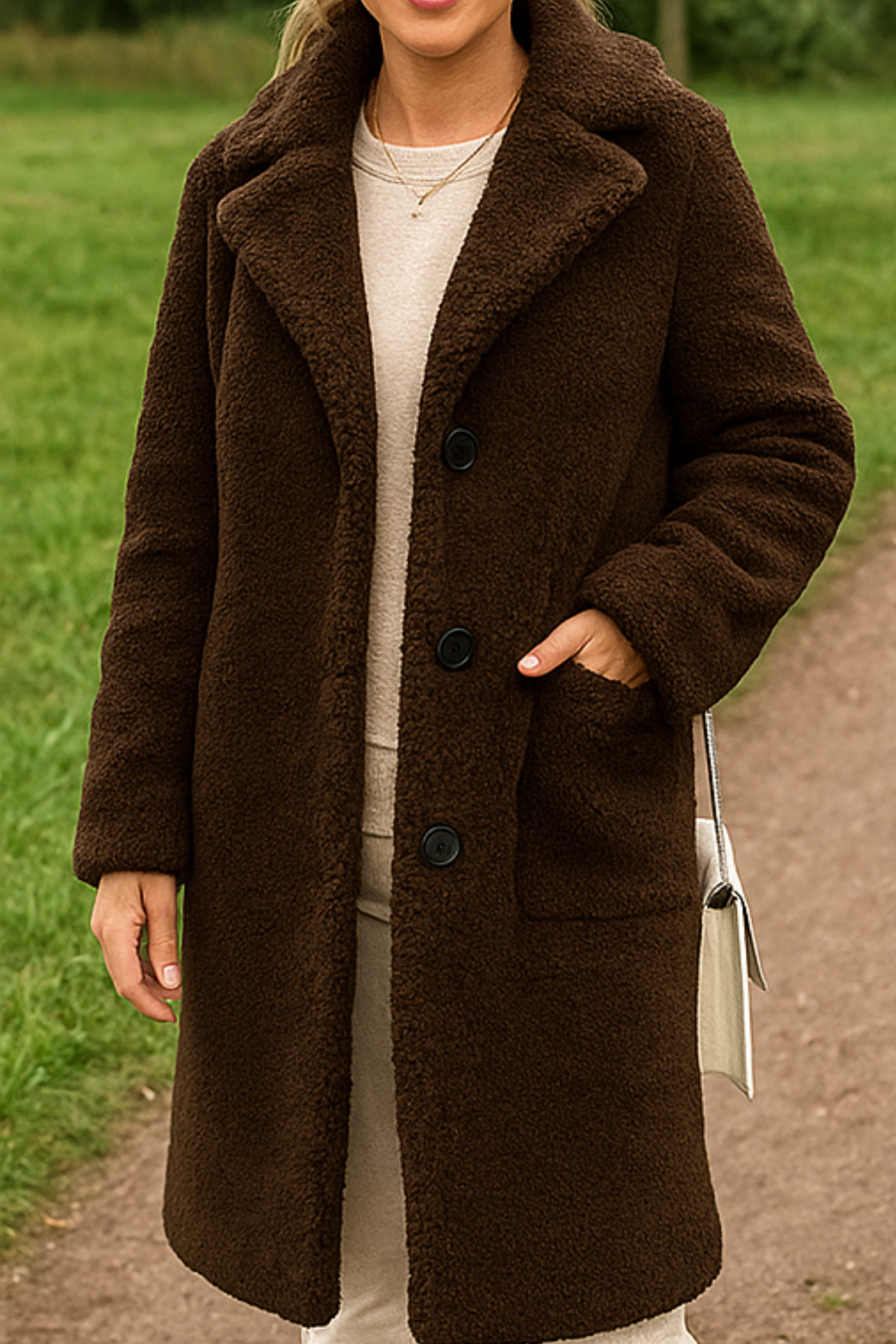 Jess Teddy Coat - Dark Brown